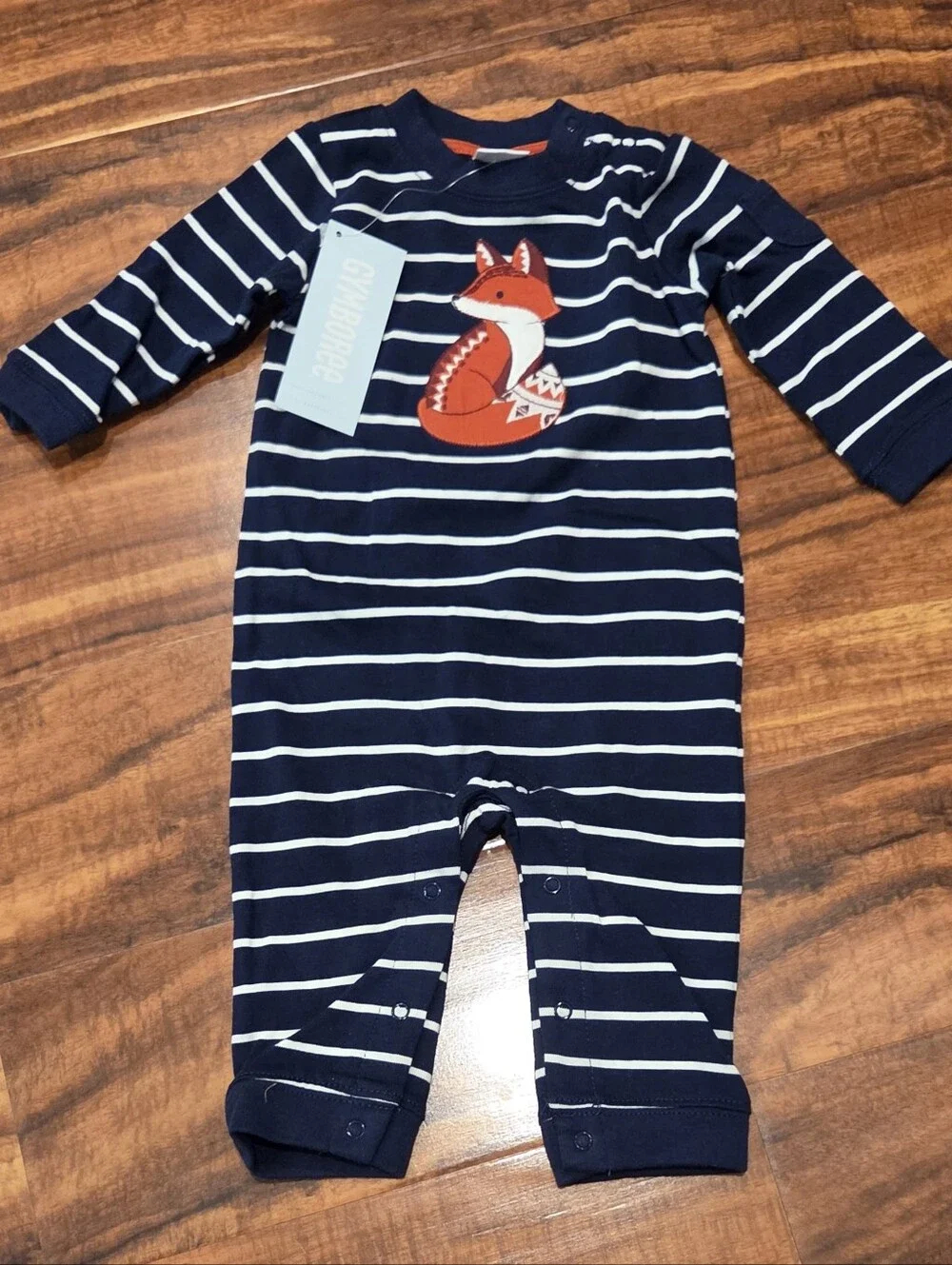 Gymboree NWT 3-6 Months Navy Striped Fox Romper, Bodysuit and Fox Sweater Hat